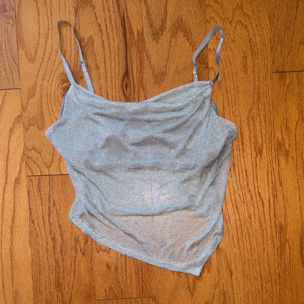 wild fable Silver Metallic Cowl Neck Camisole